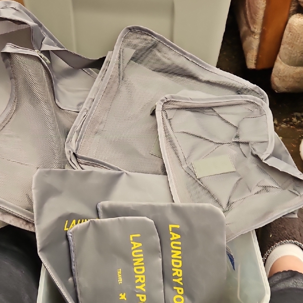 Gray Laundry Pouch Set